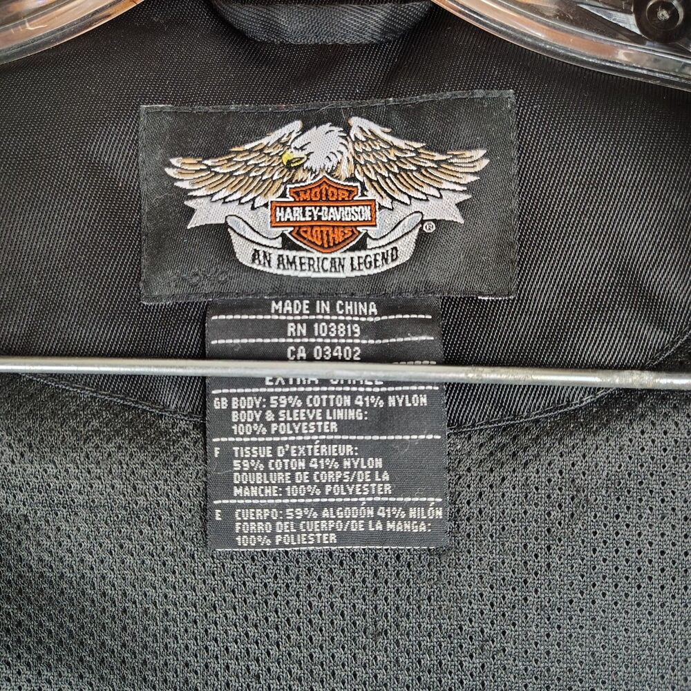 FLAWS Harley Davidson Womens XS Motorcycle Jacket Black Orange Zip - Picture 11 of 16